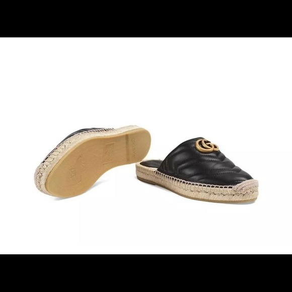Gucci Marmont Leather GG Espadrille Mules Sz 36.5 EU - Picture 9 of 15